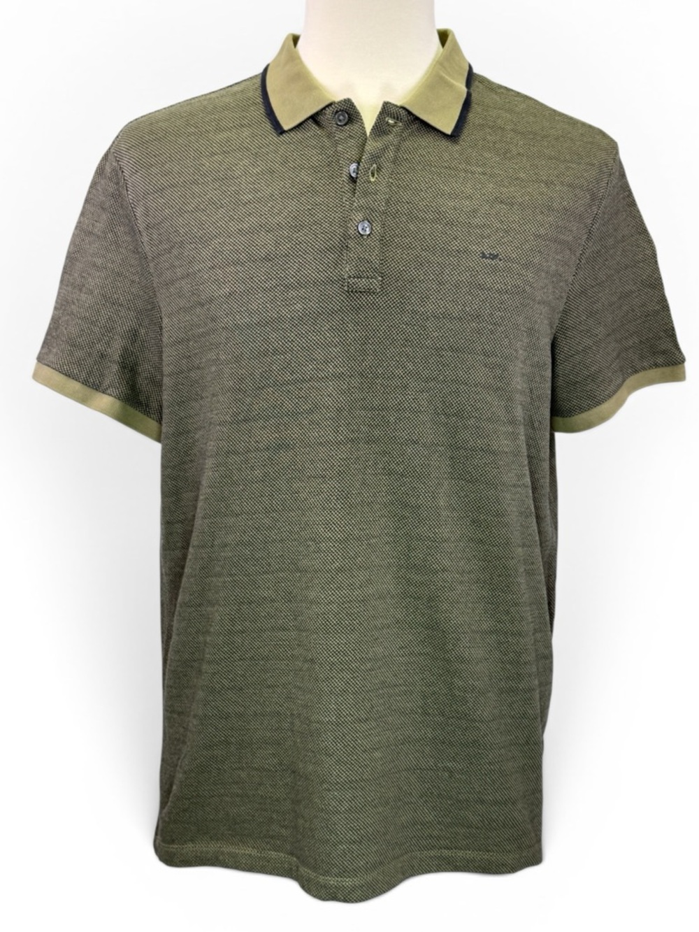 Michael‎ Kors Men's Olive Green Micro Pattern Short Sleeve Polo Shirt Size L